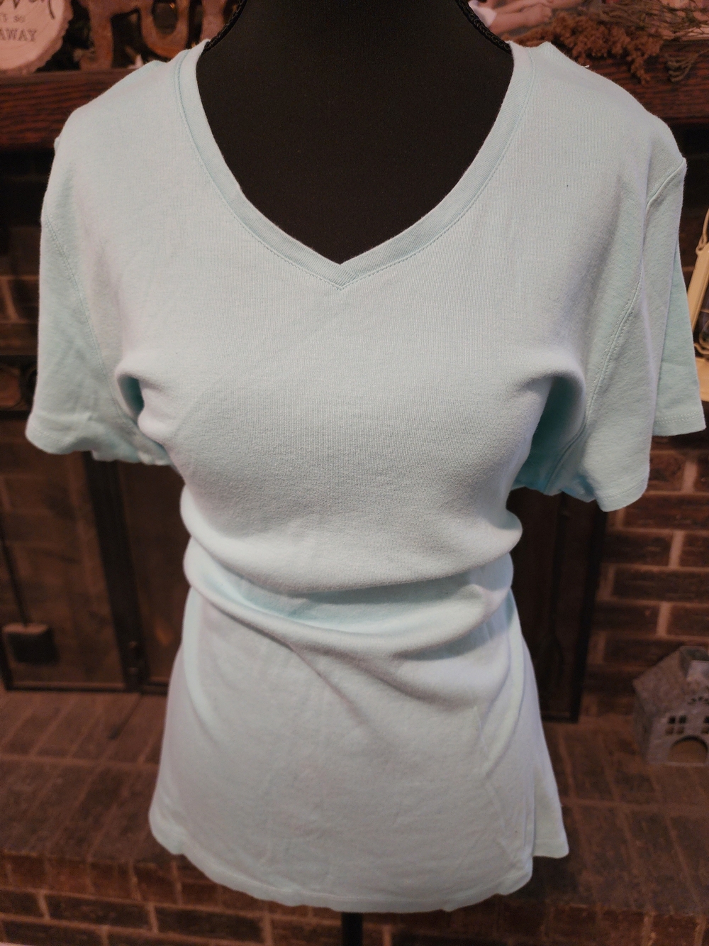 croft & barrow Light Blue V-Neck Short Sleeve Tee